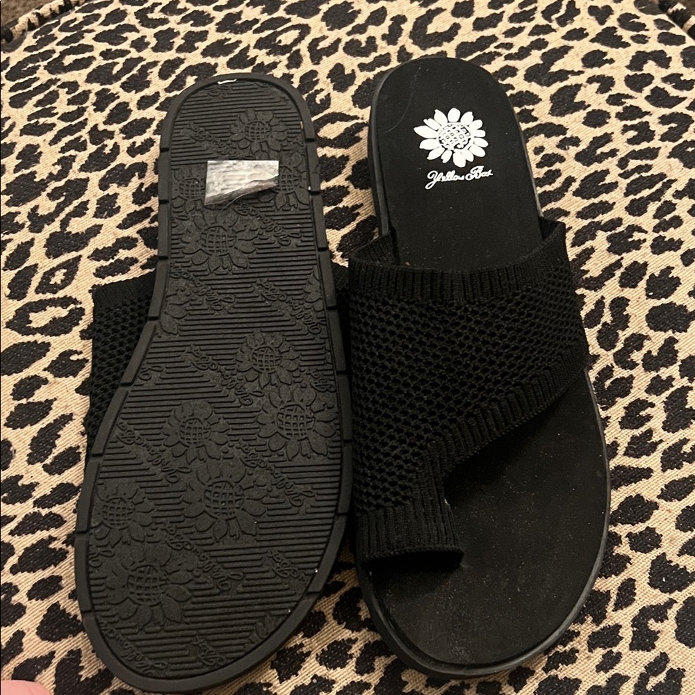 Yellow Box Black Knit Slide Sandals - Picture 4 of 4